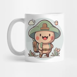 Cute happy kawaii boy scout exploring the nature Mug